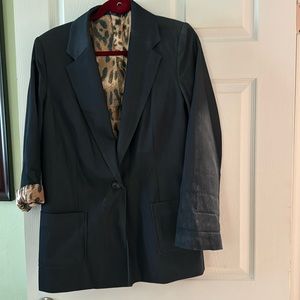 Susan Graver, one button blazer with animal print lining